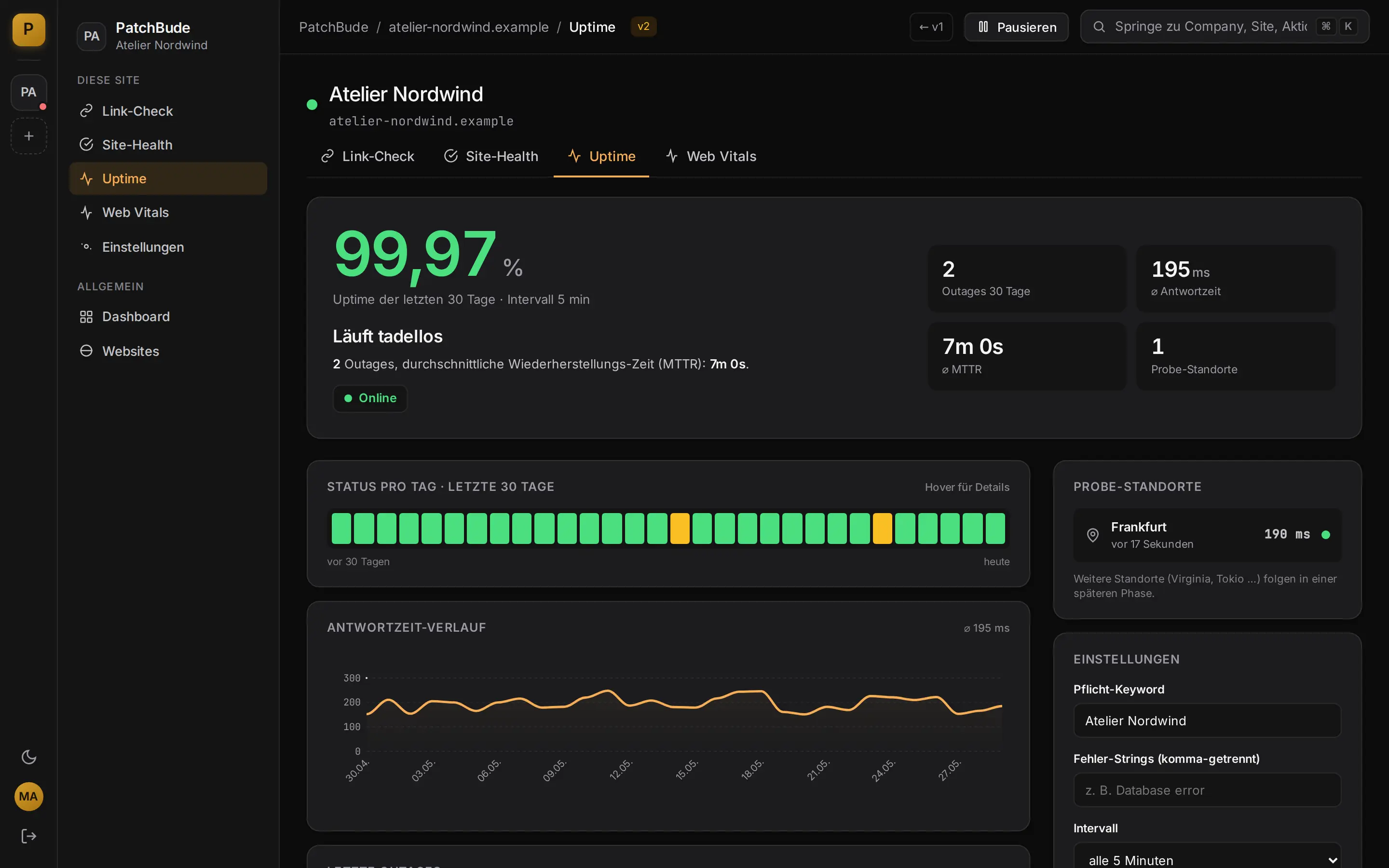Uptime-Monitoring in PatchDesk